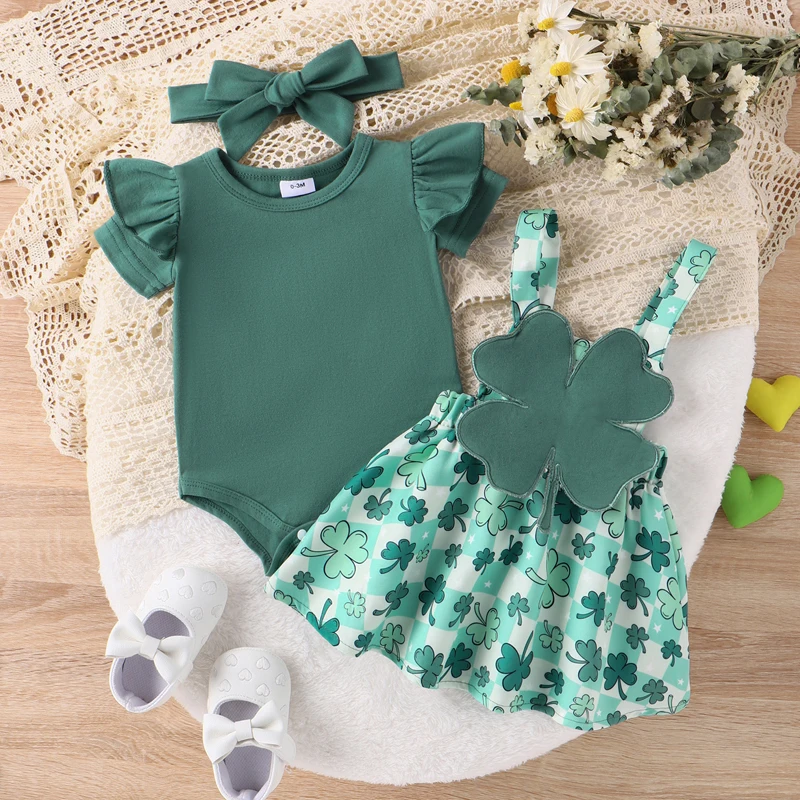 

My First St Patricks Day Baby Girl Outfit Newborn Ruffle Romper Infant St Pattys Skirt Dress Clothes Set