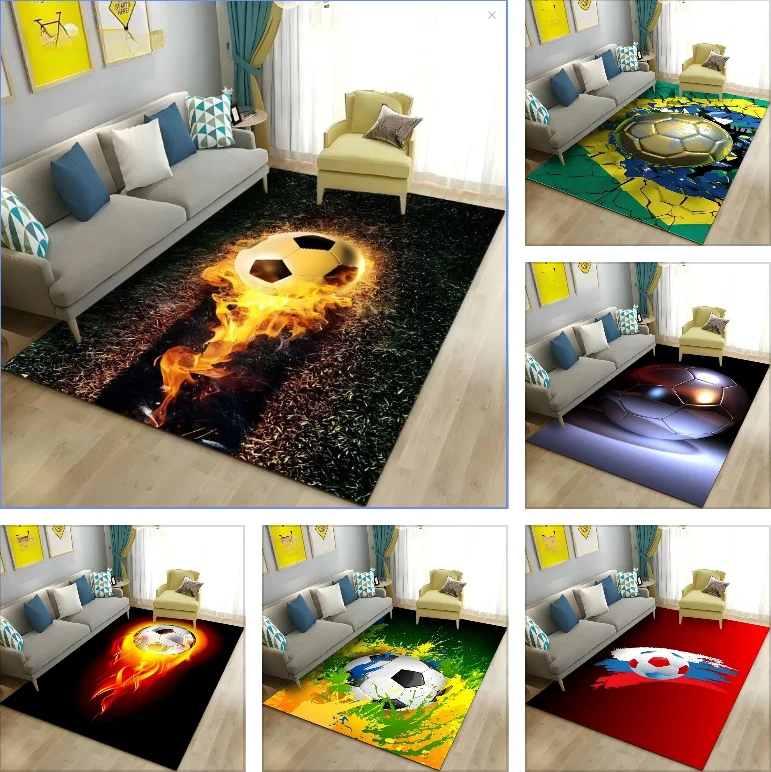 

2D Soccer Football Sport Area Rug,Carpet Rug for Living Room Bedroom Sofa Doormat Kitchen Decoration,Kid Play Non-slip Floor Mat