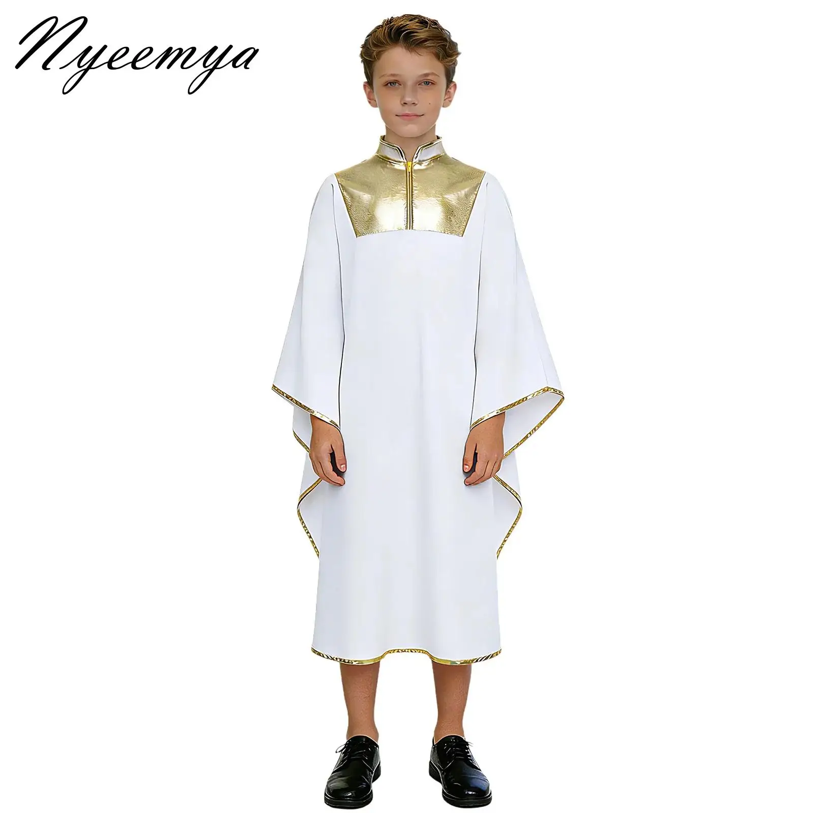 Boys Girls Muslim Robe Choir Worship Praise Dance Costume Christian Priest Cosplay Performance Theme Party Costume Metallic Gown - view 4
