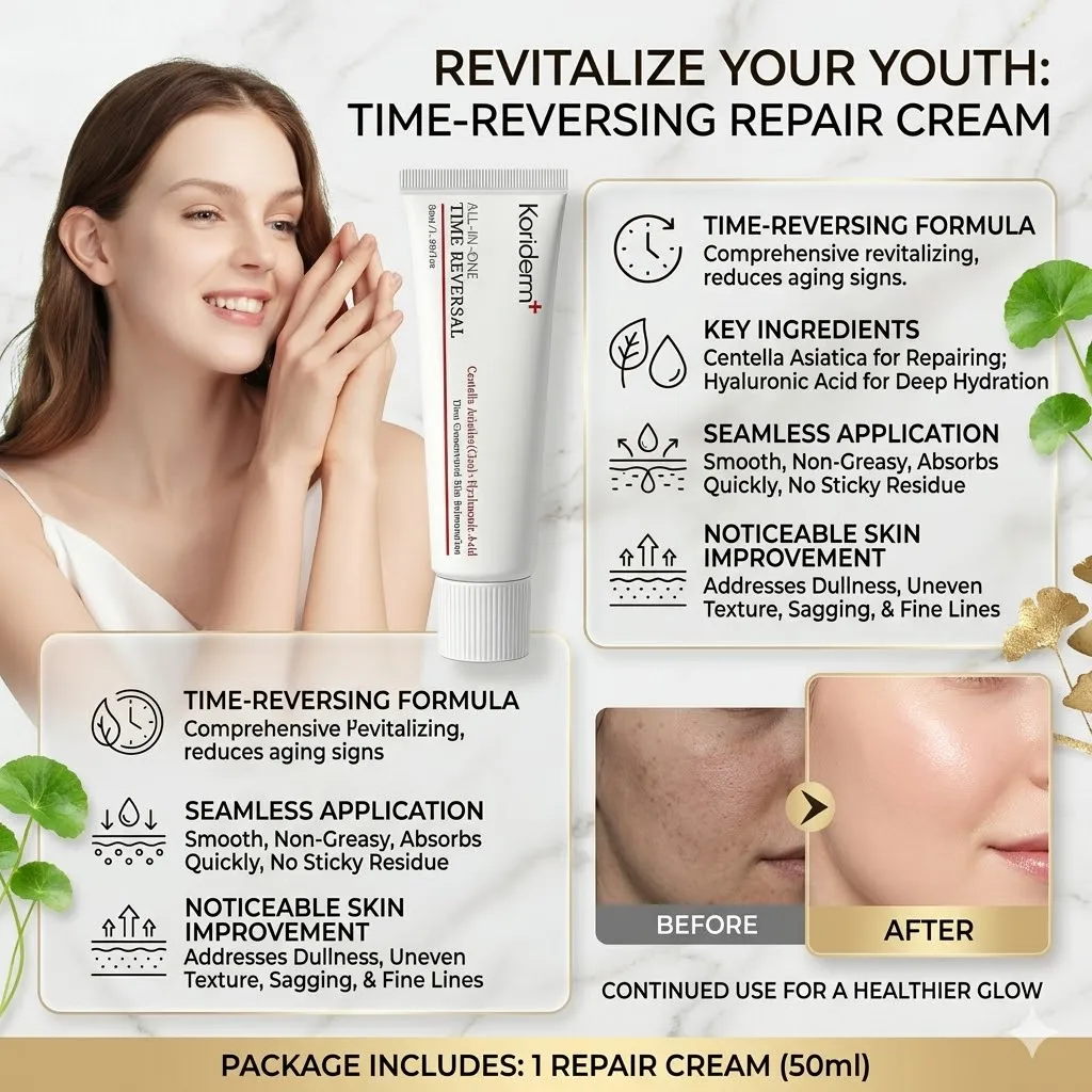 50ml Multi-Effect Face Cream | Time-Reversing Moisturizer with Centella & Hyaluronic Acid | Firming Anti-Wrinkle Repair Lotion