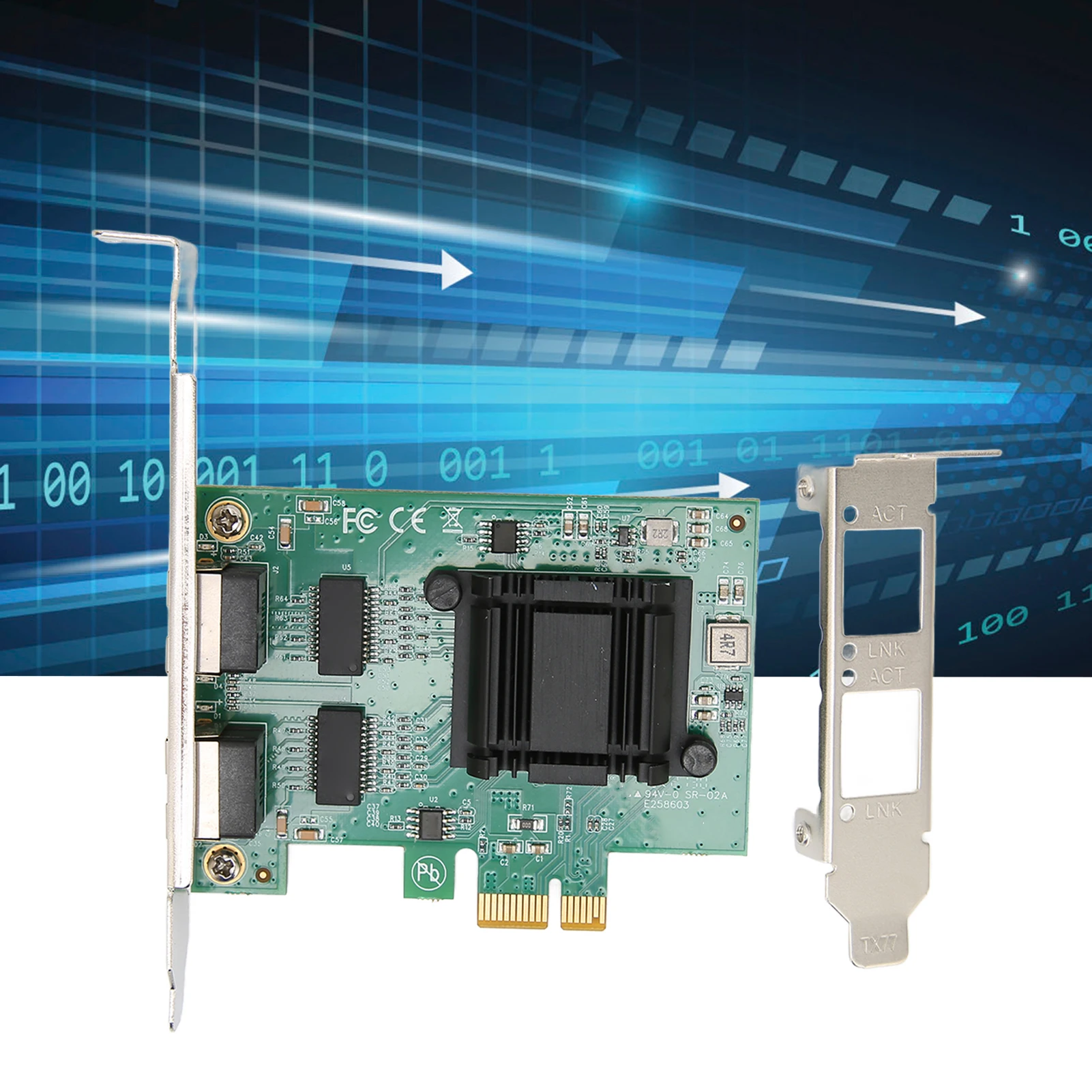 

Сетевая карта Ethernet, гигабитная сетевая карта, двухпортовый адаптер PCIE Gigabit NIC, LAN 82751EB, проводная сетевая карта