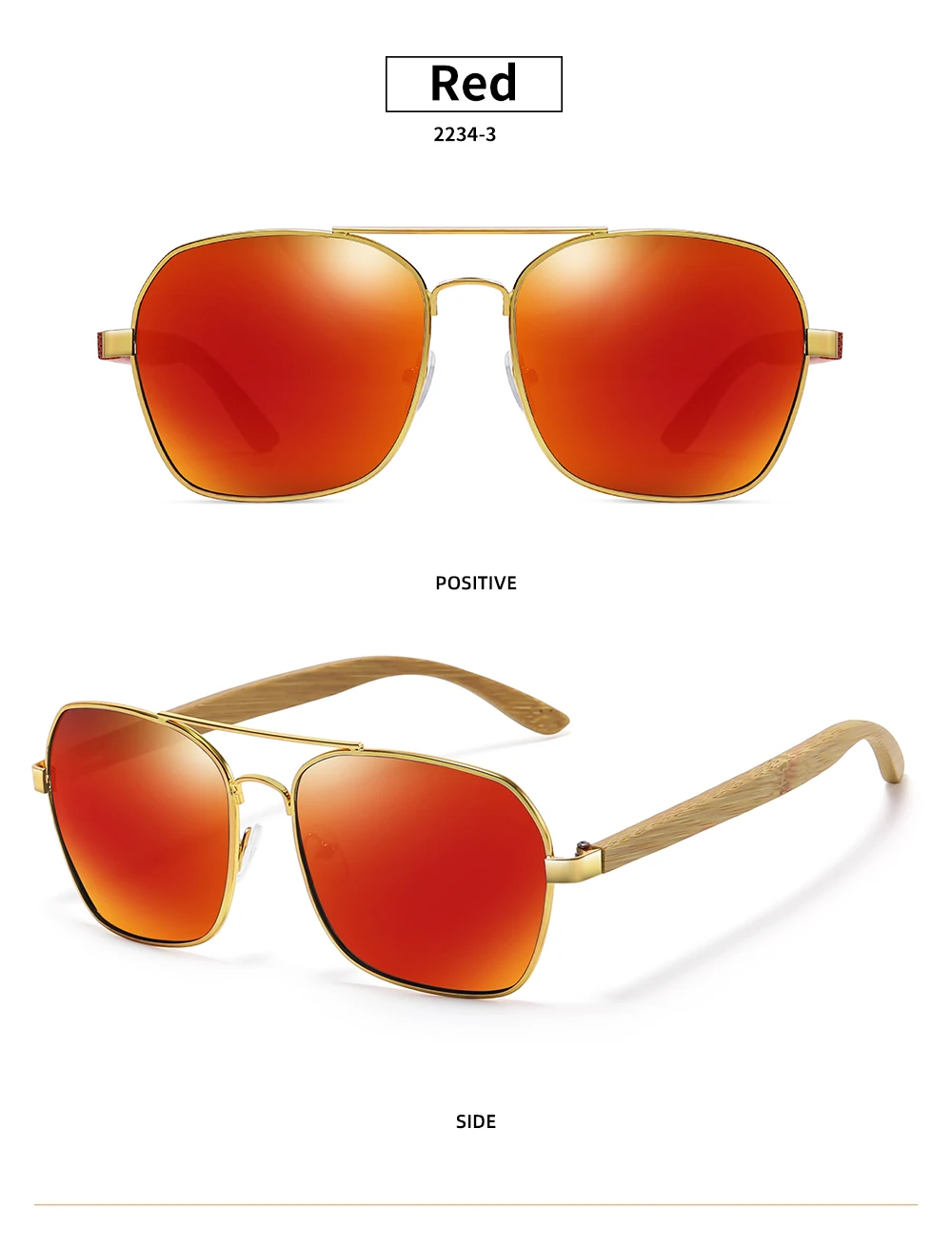GM Fashion Retro Metallische Eckige Sonnenbrille für Damen und Herren Luxus Designer Marken Beliebte Fahrer-Sonnenbrille aus Bambus und Holz – Detail 8