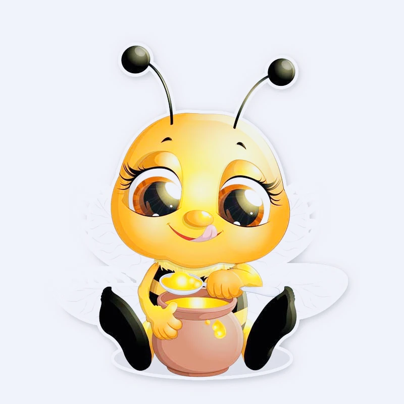 Interesting Bees Car Sticker That Eat Honey PVC Decal for Toyota Ford Chevrolet Volkswagen Honda Hyundai  16*14CM,KK