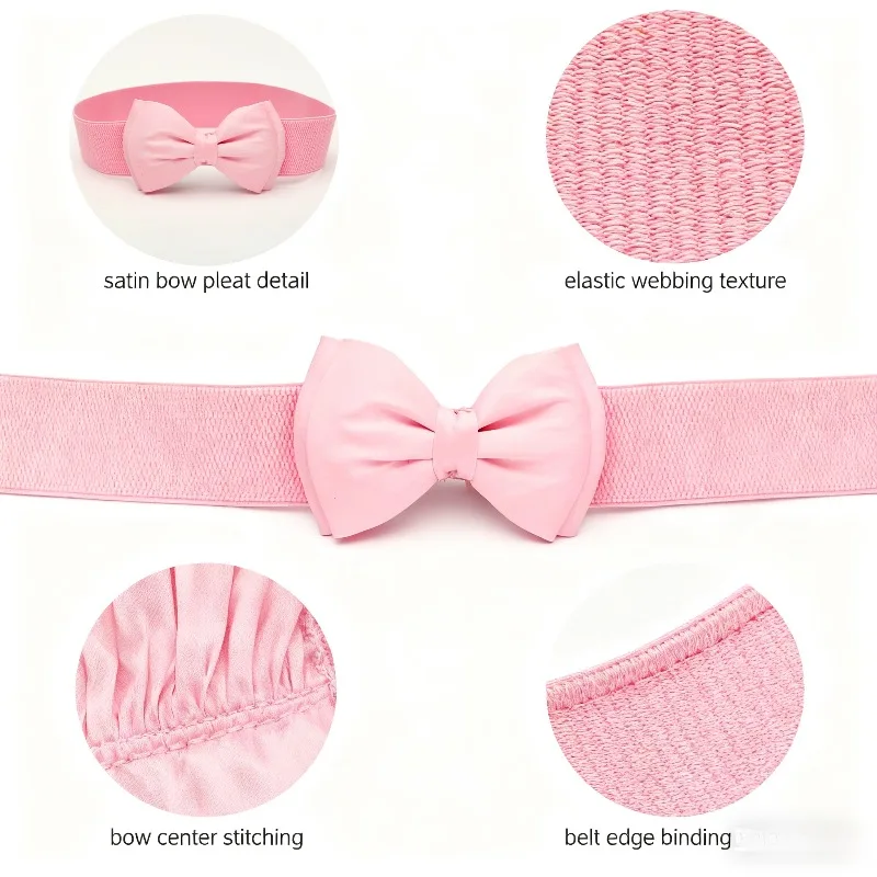 Elastic Waistband, Concealed Buckle, Wide Waistband, Black Three-dimensional Bow Waistband, Dress, Waistband for Women