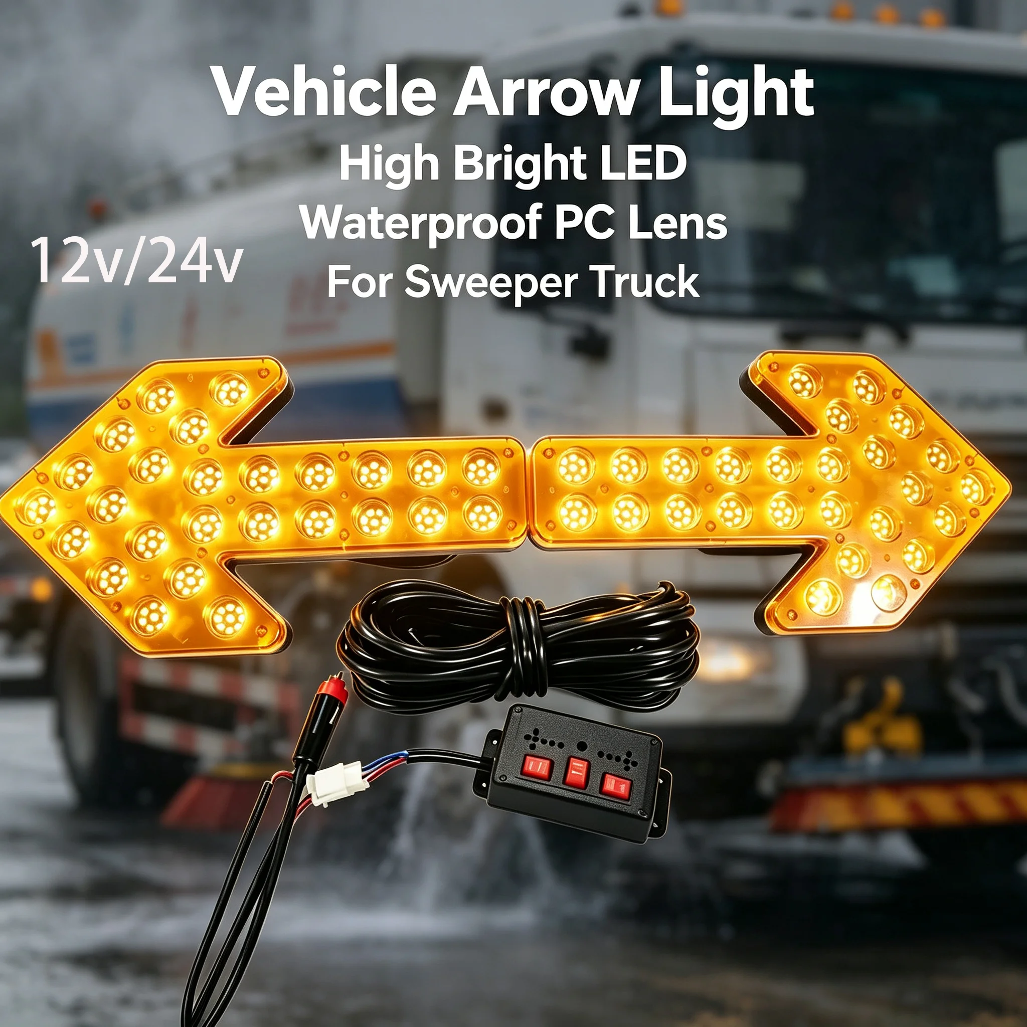 35/60cm Truck Direction Light Flash Light Sprinkler Arrow Light Sanitation Garbage LED Vehicle Direction Engineering Double
