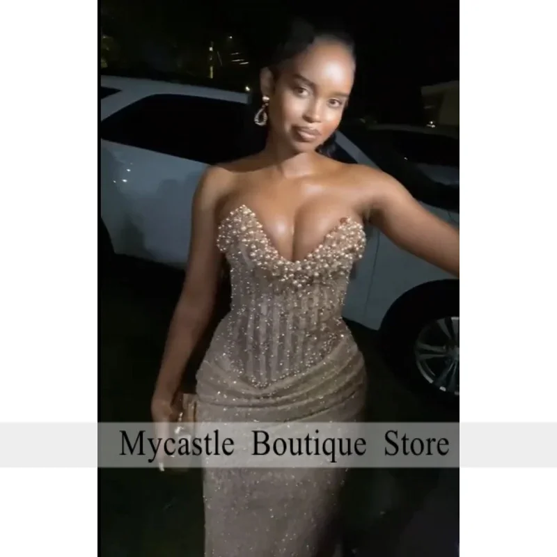 

Luxury Pearls Prom Dresses 2026 Sweetheart Corset Mermaid Long Party Dress Sequin Graduations Gowns Evening Dress Customized