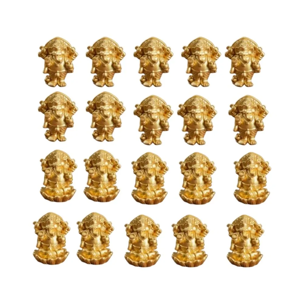 20Pcs Small Ganesha Elephant Statue Decoration Resin Figurine For Home Temple Shrine Tabletop Spiritual Household Worship Decor