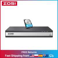 ZOSI 16CH 4K Surveillance Network Video Recorder 8MP H.265 PoE NVR 4TB HDD only work with ZOSI 8MP 5MP 4MP 2MP PoE IP Camera