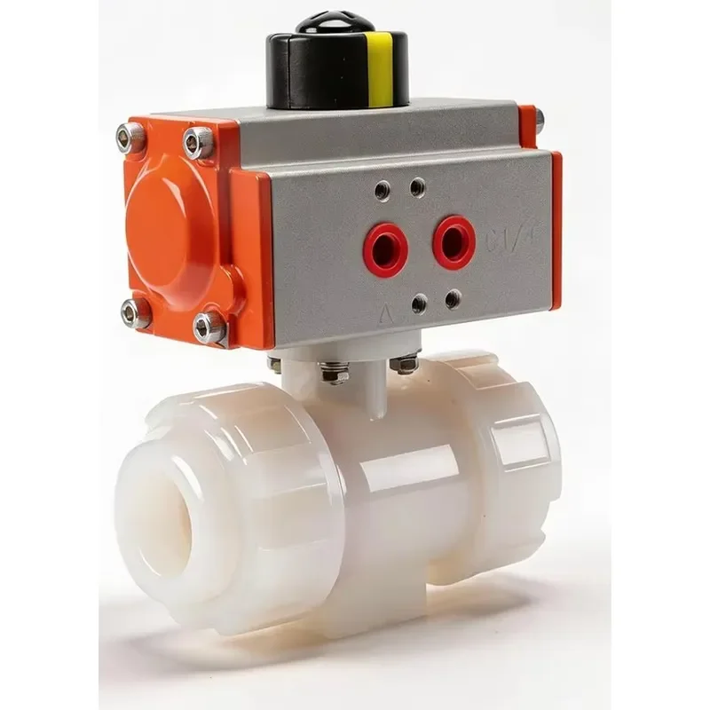 High Quality Antistatic PVDF Pneumatic Ball Valve High Temperature Zero Contamination Ultrapure Water Wafer Cleaning Valve