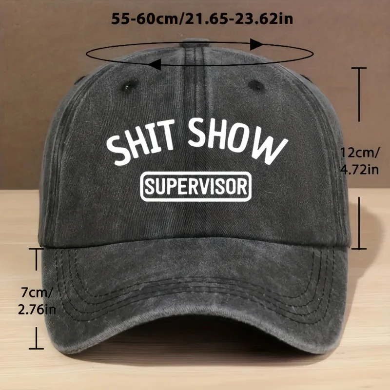 Shit Show Supervisor Funny Baseball Cap Washed Polyester Adjustable Unisex Casual Outdoor Hat