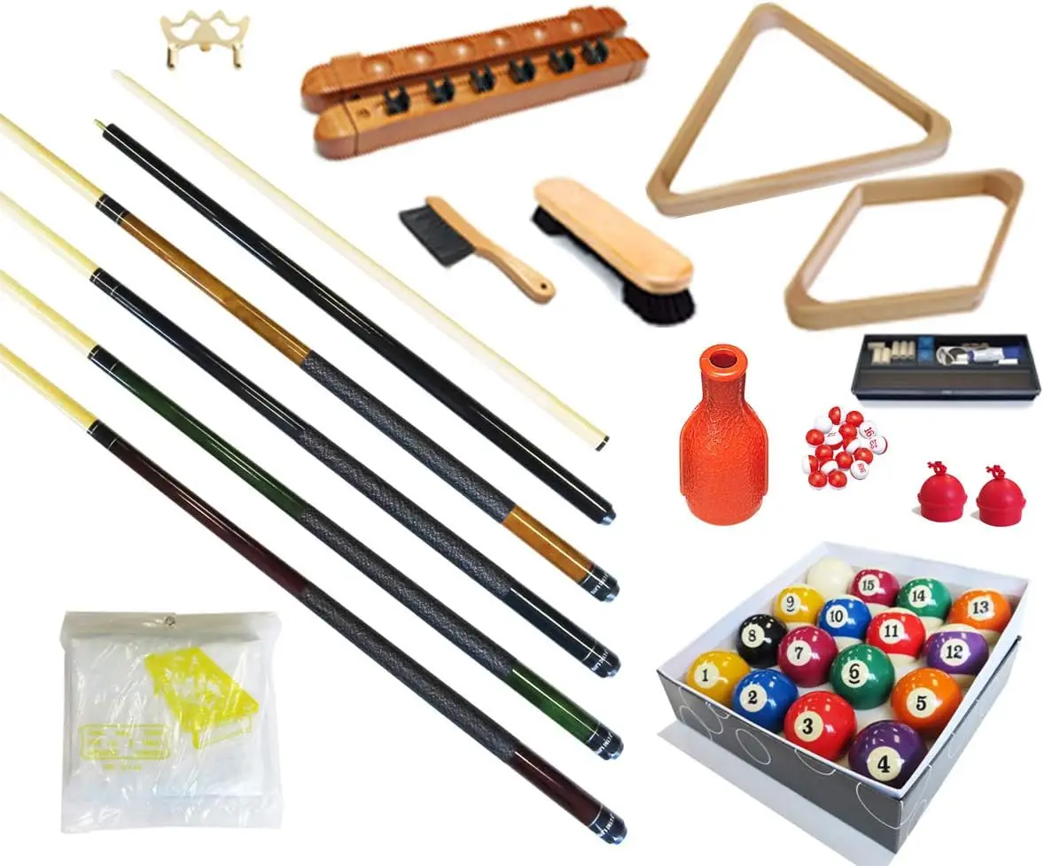 Table - Premium Billiard 32 Pieces Accessory Kit - Pool Cue Sticks Bridge Ball Sets