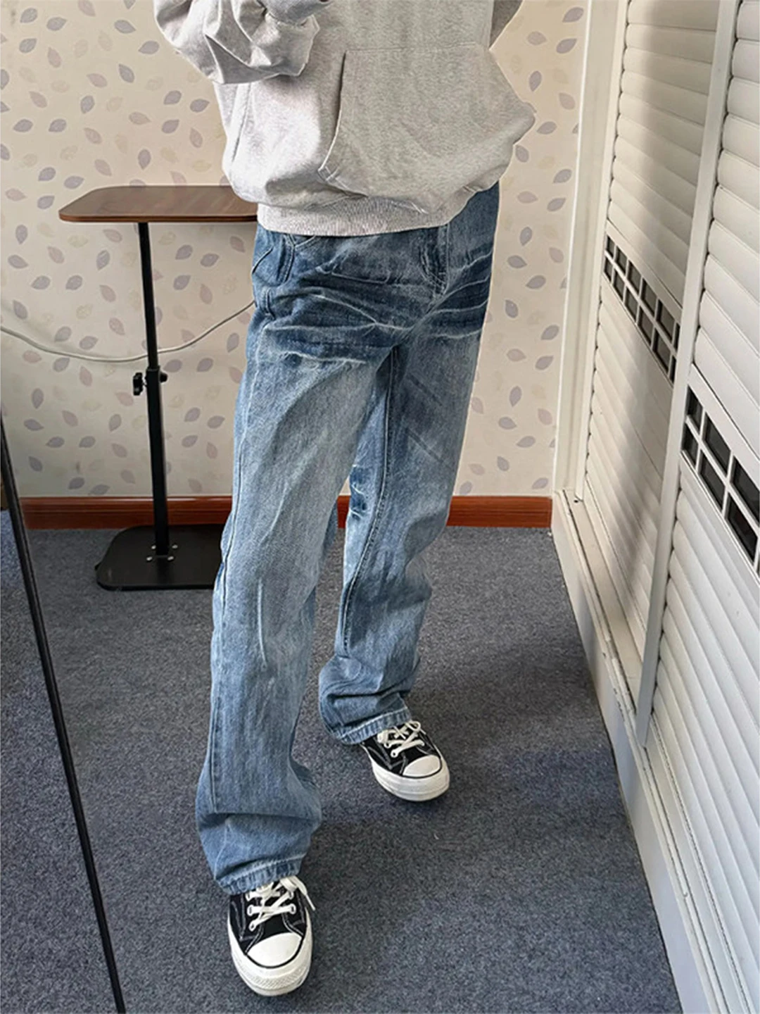 

Американские джинсы Slim Fit для мужчин, осенне-зимние, с флисовой подкладкой, прямые, расклешенные, повседневные, для ежедневного использования