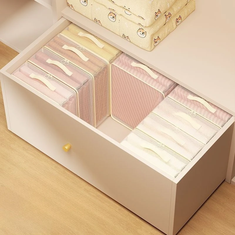 3-teiliges Set Große Netz-Aufbewahrungstaschen mit Reißverschluss - Kleidung Haushalt Bettwäsche Vier-Teile-Set Aufbewahrungstasche, Kleidungs-Organisationsbox – Detail 15