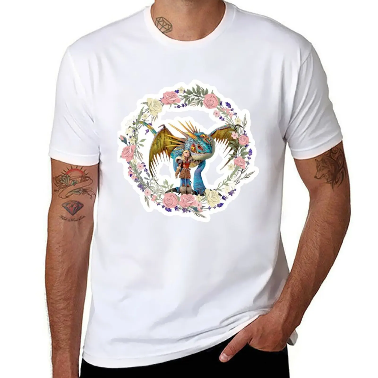 

Astrid & Stormfly Flowers T-Shirt anime t shirts oversize t shirt man designer T-Shirt