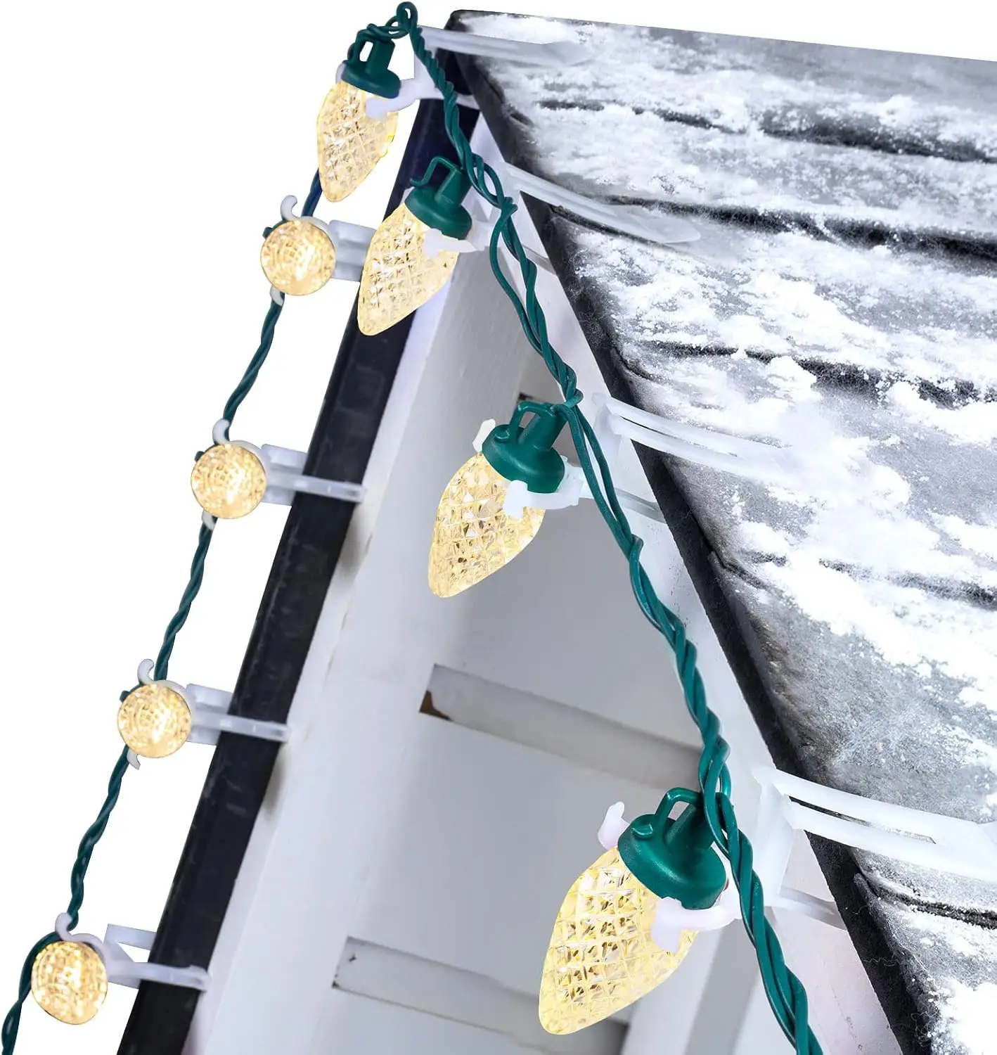 C9 LED Christmas Lights Outdoor, 68 Ft 100 LED C9 String Lights with 100 All in One Clips, Connectable Waterproof Christmas