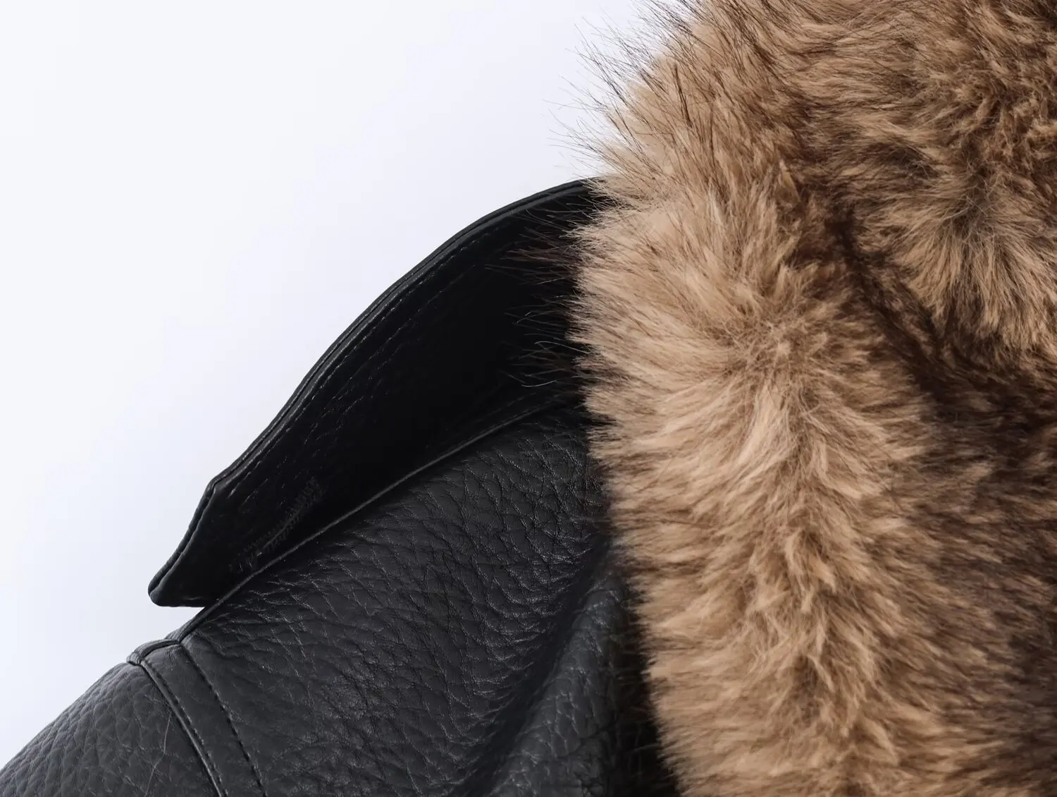 2025 autumn and winter new European and American style artificial fur detachable collar imitation leather jacket