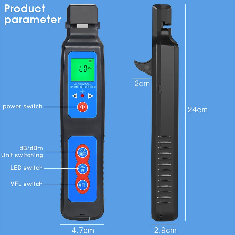 Imagem -05 - Live Fiber Optic Identifier com Construído em Visual Fault Locator Cabo Tester Traffic Detector Aua40a Alta Qualidade 10mw