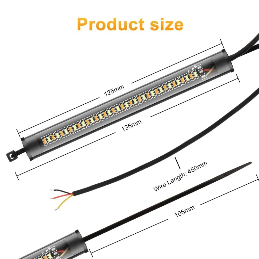 1/4PC 12V LED Motorcycle Turn Signal Light & DRL Amber White Moto Flasher Ring Fork Strip Lamp Flashing Blinker Moto Accessories