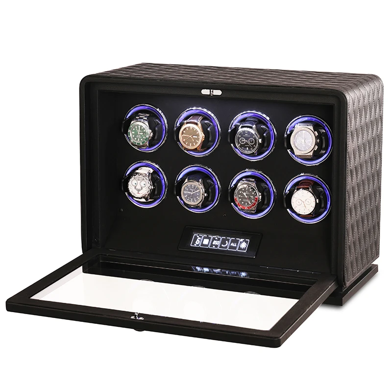 

Factory Wholesale 8 Slots Mabuchi Motor RGB Luxury Winder Safe Box Men Watch Winder Automatic Watch Winder for Large Watches