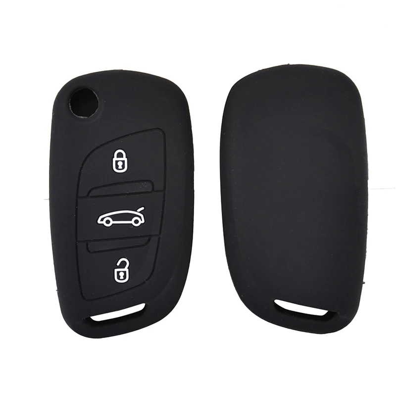 3 Button Silicone Key Fob Cover Case For Citroen C2 C3 C4 C5 DS4 For Peugeot 107 207 307 407 308 607 Car Remote Flip Key Shell