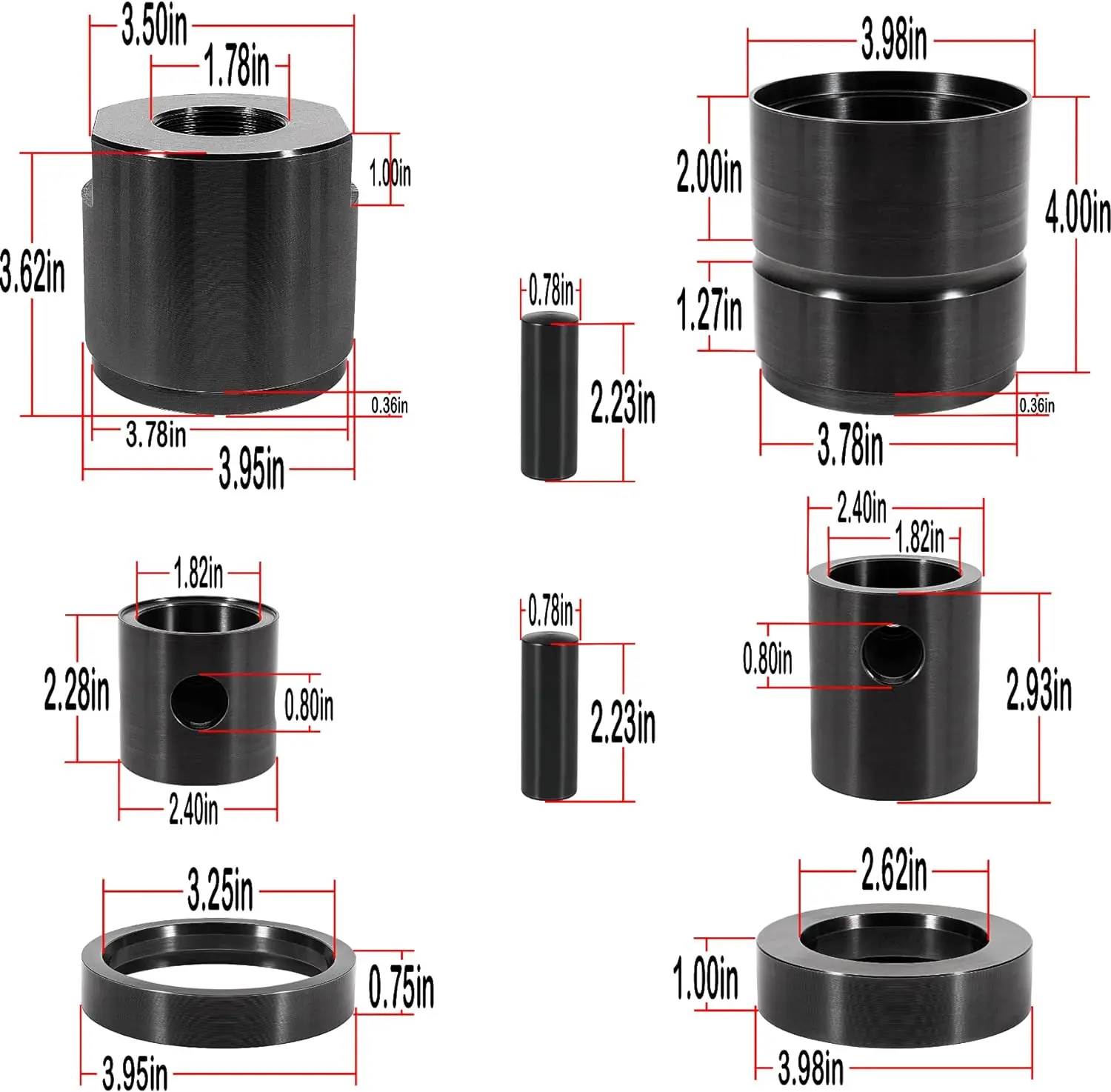 TM 15030 Leaf Spring Pin & Bushing Adapter Service Kit Remover & Installer Tool Kit Fit for Heavy Duty Truck & Equipment