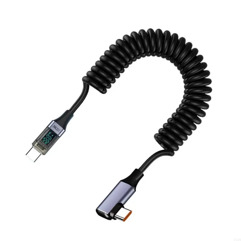 F68B PD100W Cable datos resorte cable carga rápida 480Mbps Transferencia datos para tabletas