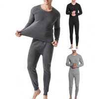 Home Men Thermal Underwear Set Moisture-wicking Breathable Fleece Sexy Casual Thickened Long Sleeve for Loungewear