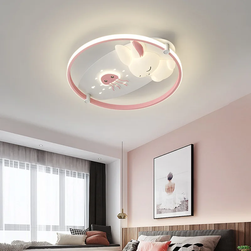 

Modern Children's Room Ceiling Lamps Cute Rabbit Ceiling Lights Nordic Simple Princess Room Little Boy Little Girl Bedroom Lamp