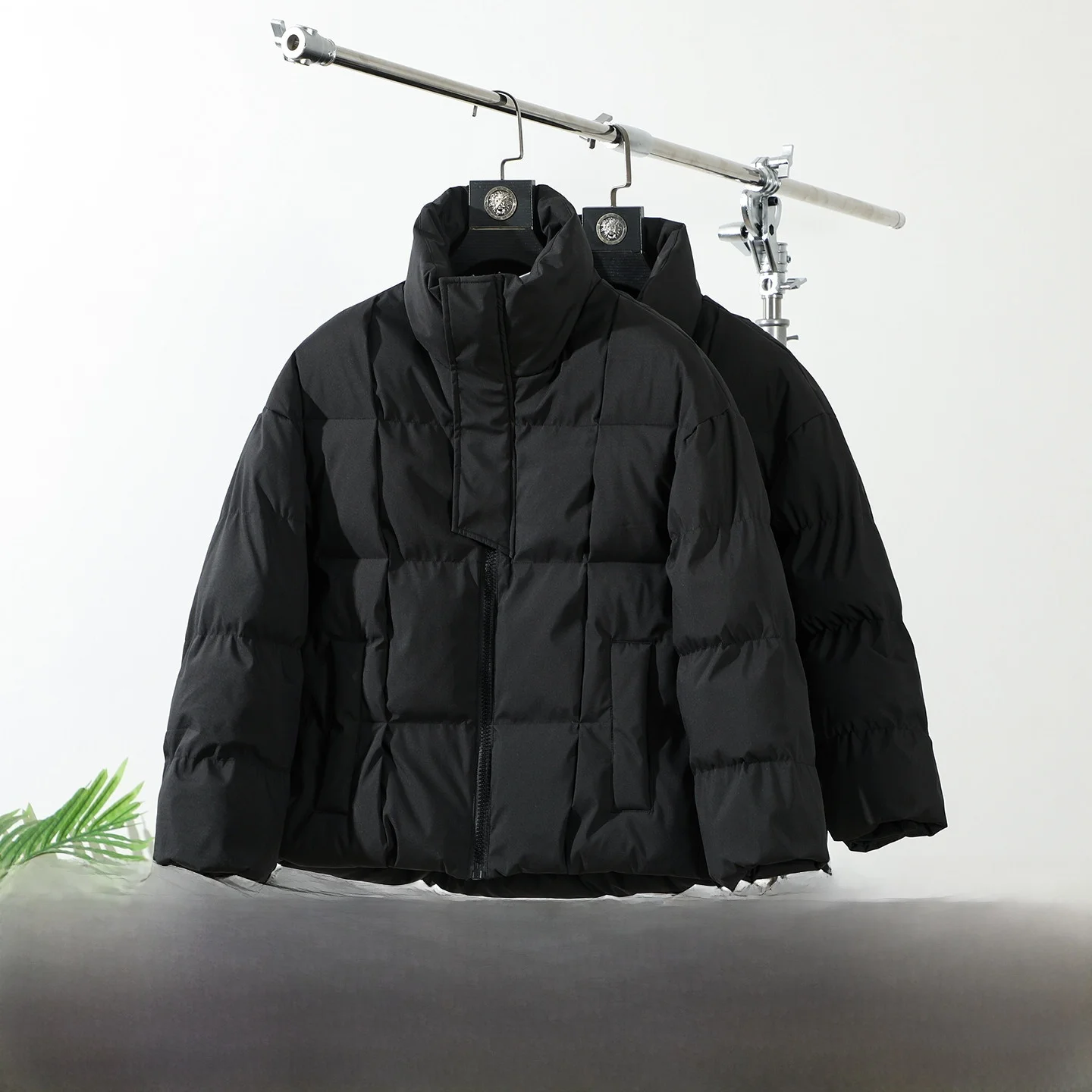 

Thiened Winter Cotton Jaet Men's Women's Warm Stand Collar Waterproof Tech Fce Youth Faion Stand Fit Long Sve