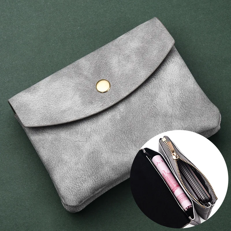 Double-layer Women's Credit Card Holder Women Zipper Purse Soft PU Leather Wallet Retro Coin Bag Ladies Coin Wallets