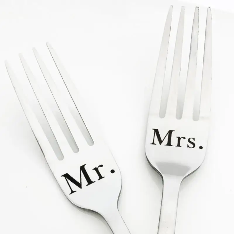 

Tableware Silvery Creative Stainless Steel For Couples Romantic Gift Kitchen Accessories Fruit Fork Two Styles Fork