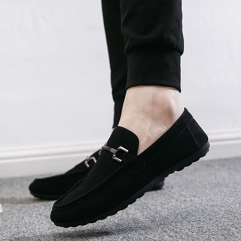 

Men's Casual Suede Leather Embroidery Loafers Moccasins Oxfords Party Slip-on Driving Male Flats Plus Size Non-slip Soft Shoes