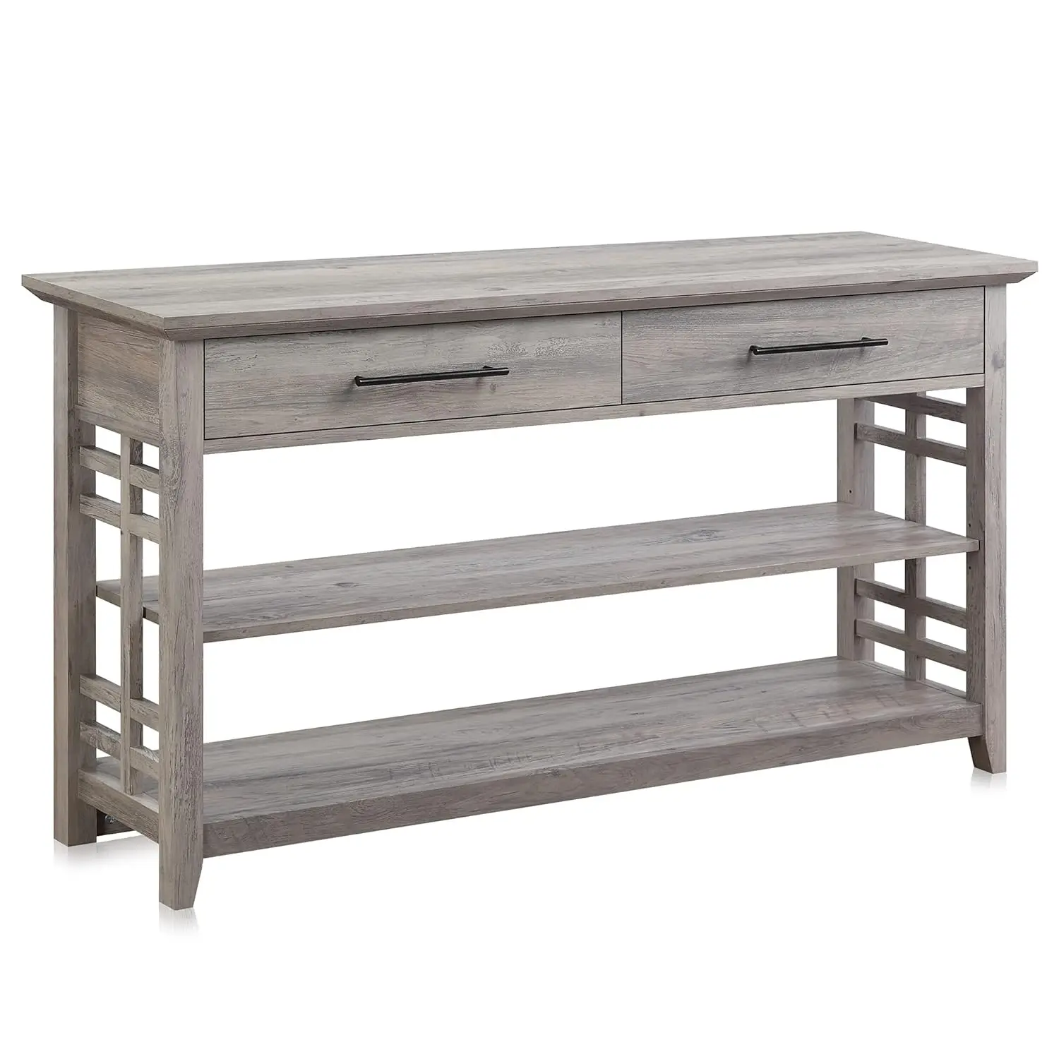 

3 Tier Console Table with Two Storage Shelves & Drawers, Wood Accent Sofa Table for Entryway Living Room Hallway -, Customized