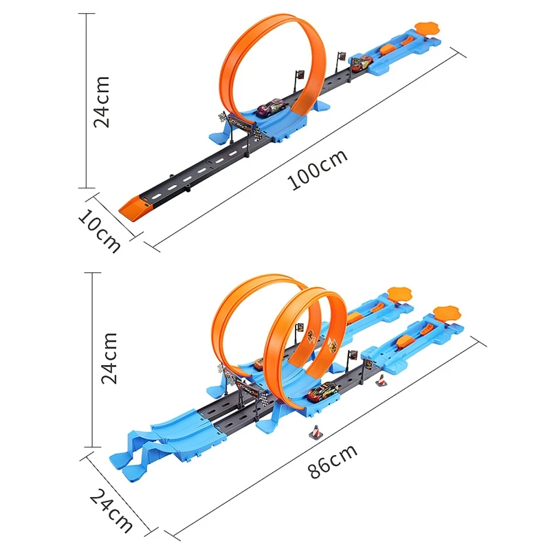 어린이용 더블 트랙 레이싱카 장난감 DIY 조립 스턴트 스피드 이젝션 레일카 모델 키트 교육용 인터랙티브 소년 장난감 선물