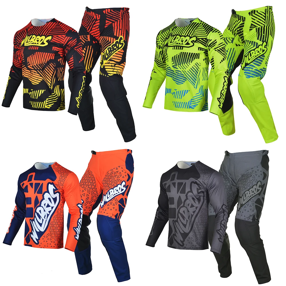 Willbros Motocross Jersey Pants Adult Mens Combo MX Gear Set Dirt Bike Offroad Riding Racing Cycling ATV MTB Pantalones