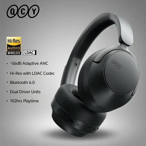 QCY H3S Over Ear Headphone Hi-Res LDAC Spatial Sound Headset H3S -56dB Adaptive ANC Wireless Earphone Bluetooth 6.0 102Hrs