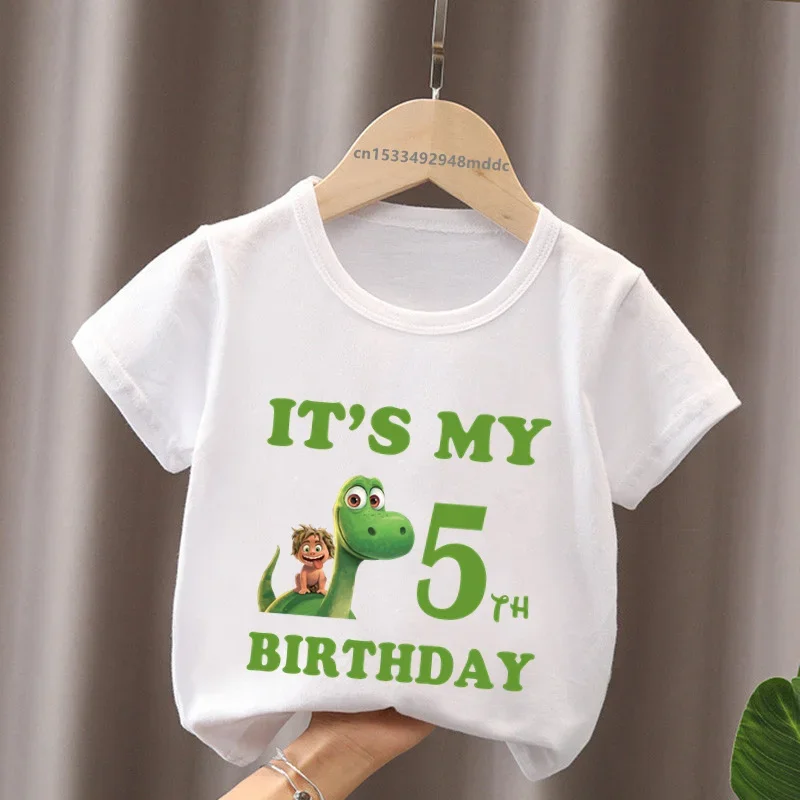 It\'s My 1 2 3 4 5 6 7 8 9 Years Birthday Boys Girls Tshirt The Good Dinosaur Arlo Spot Print Kids Clothes Baby Children T-Shirts