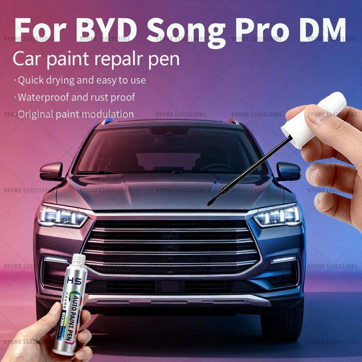 قلم إصلاح طلاء السيارات مزيل الخدوش DIY ملحقات السيارات لـ BYD Song Pro DM White WAZ أسود 147 أحمر BYC رمادي 082 أزرق #1