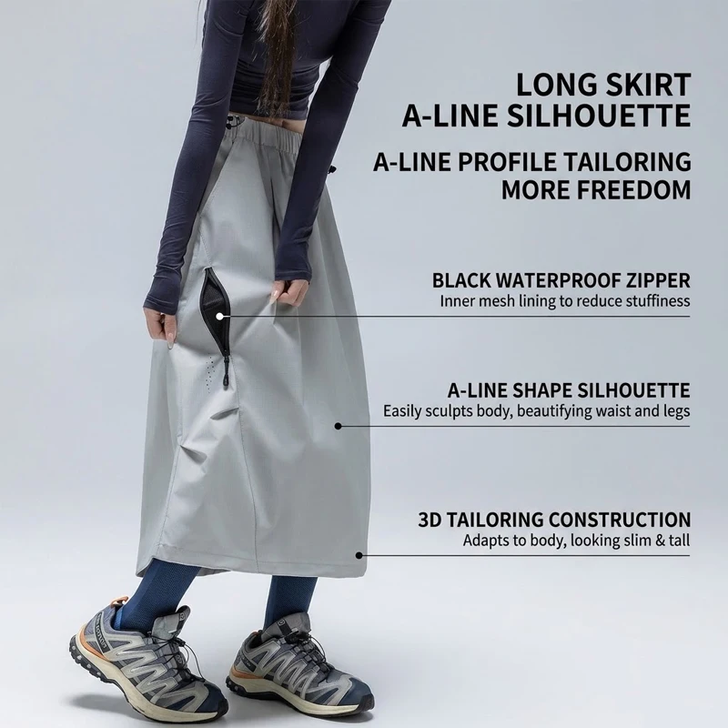 Women's Waterproof & Quick-Dry A-Line Skirt – Slimming Design with Adjustable Hem for Autumn Hiking & Outdoor Sports