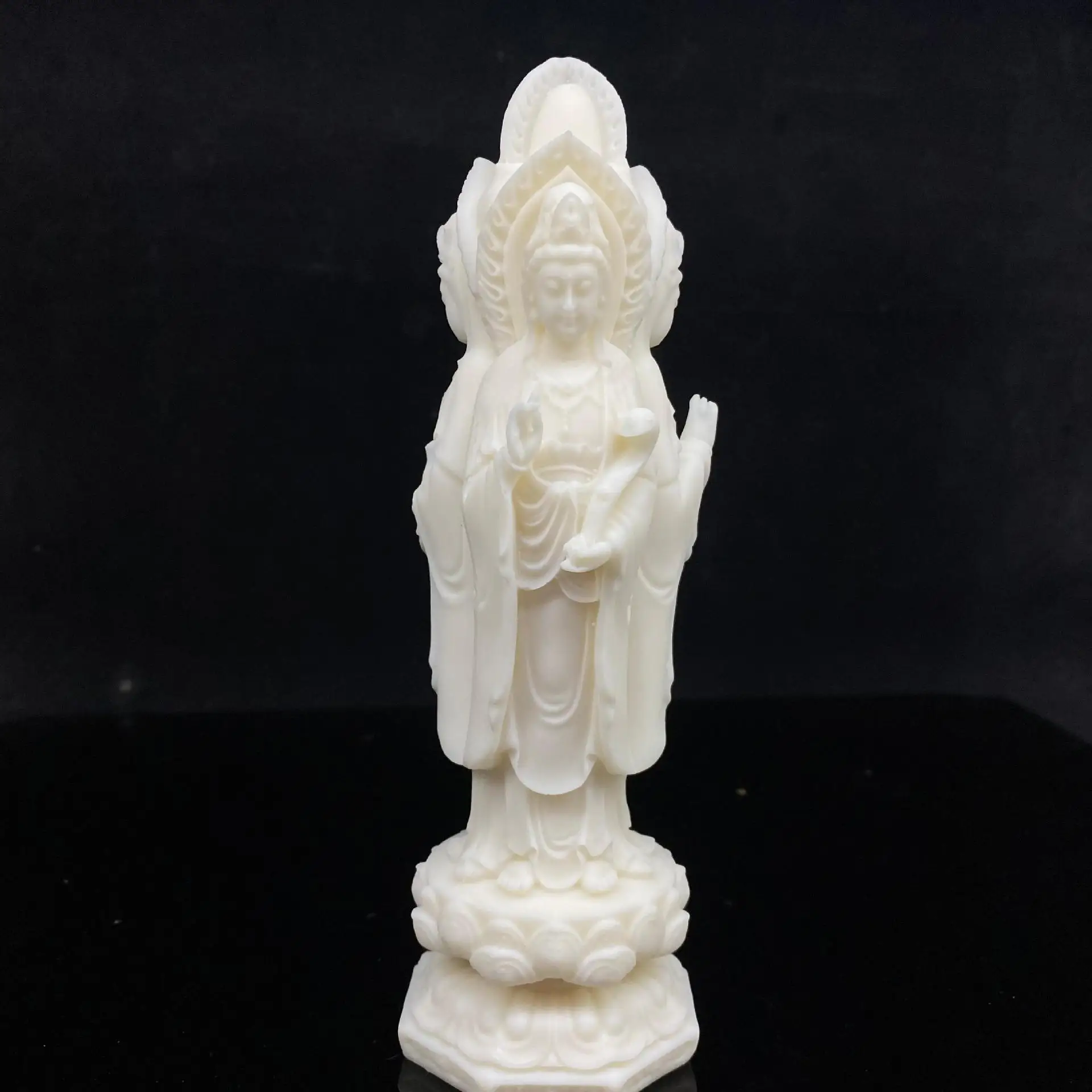 Exquisite Ivory Nut Carved Three Saints of West Amitabha Statue Home Living Room Car Interior Craft Ornament