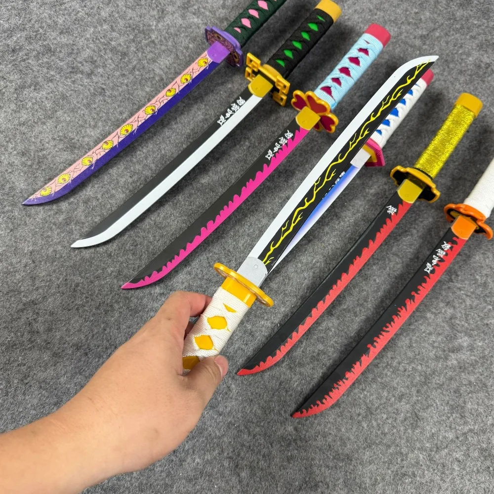 16inch Tomioka Giyuu Katana Anime Demon Slayer Sword Cosplay Prop Plastic Knife Ninja Real Japanese Katana Samurai Sabre Gift
