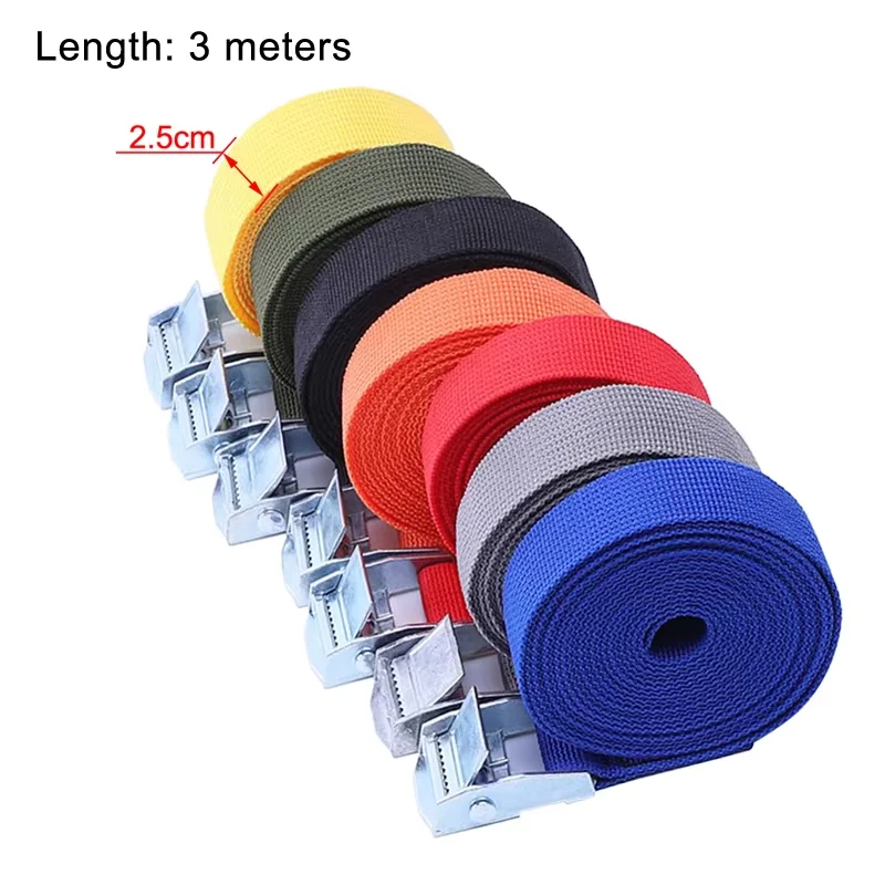 3M Metal Tow Rope Strong Ratchet Fixing Belt for Luggage Bag Cargo Straps with Buckle Tie-Down Belt for Motorcycle Car Bicycle
