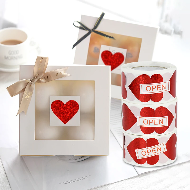500Pcs Glitter Love Heart Shaped Sticker Seal Labels Stationery Stickers Scrapbooking For Valentine\'s Day Wedding Gift Packaging