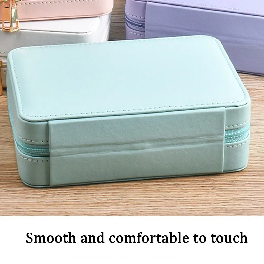 

PU Leather Trinkets Storage Organizer Dustproof Solid Color Portable Jewelry Organizer High Quality Simple Jewelry Storage Case