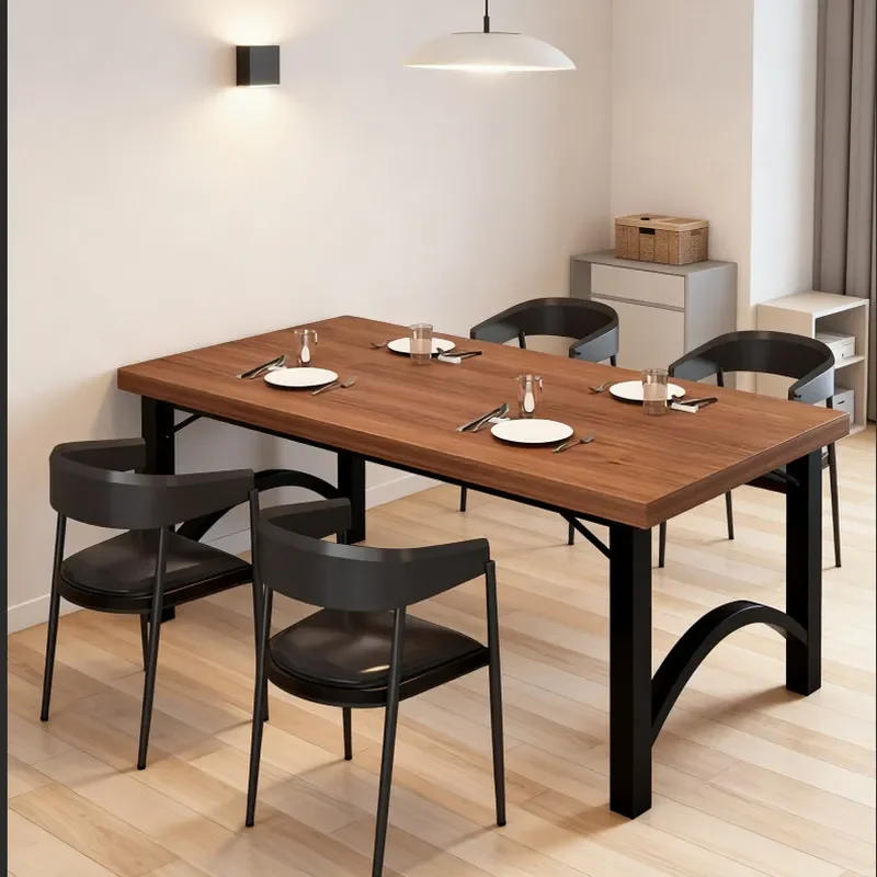 2025 New Rectangular Dining Table Modern Simple Small Apartment Living Room Eating Table Chair Set for Rental Household