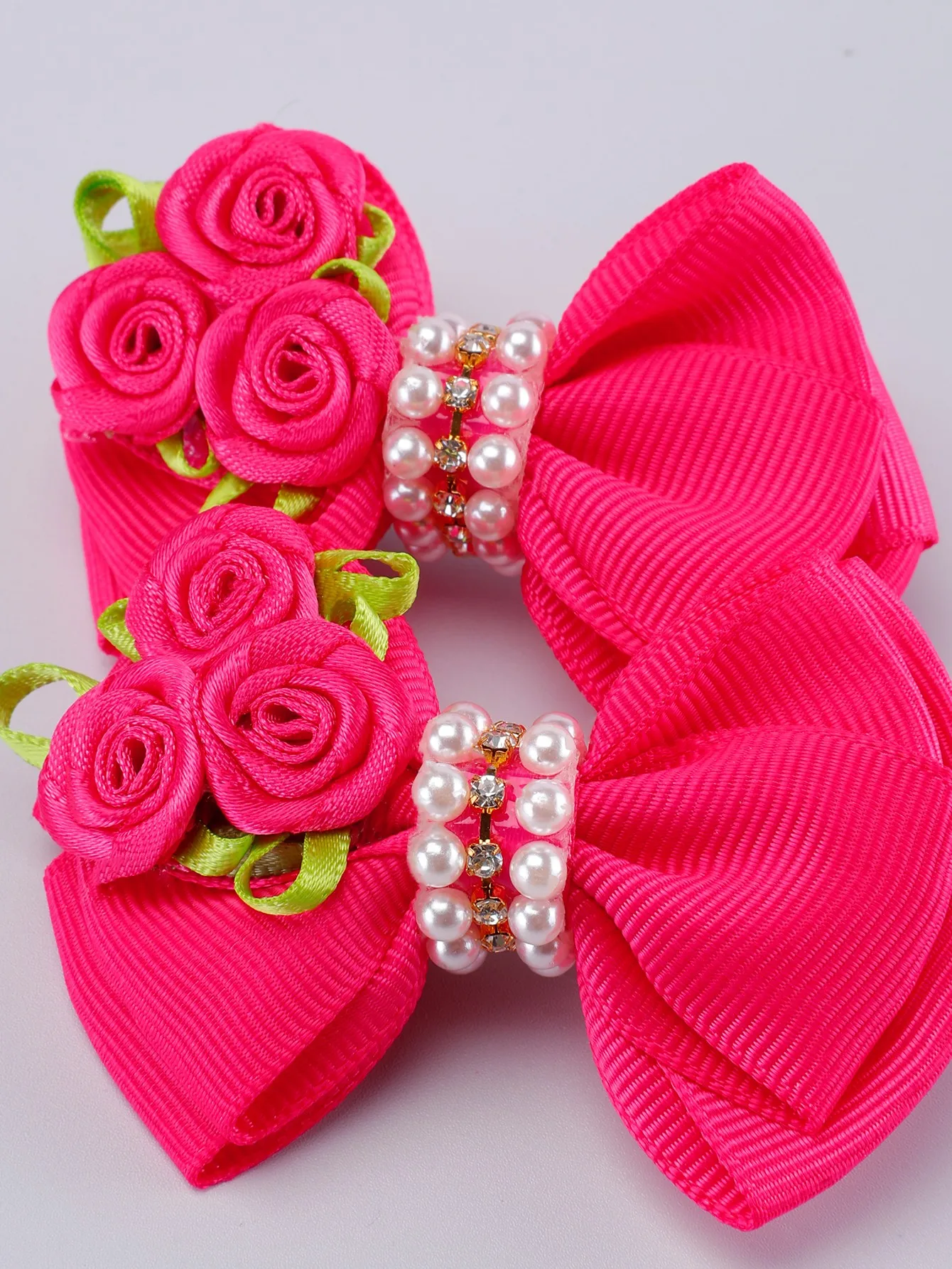 2PC Kids Girls Red Rose Ribbon Hair Clip for Girls Hair Bows Hairclip Ideal Gift for Girls Kids Headwear Hairpin