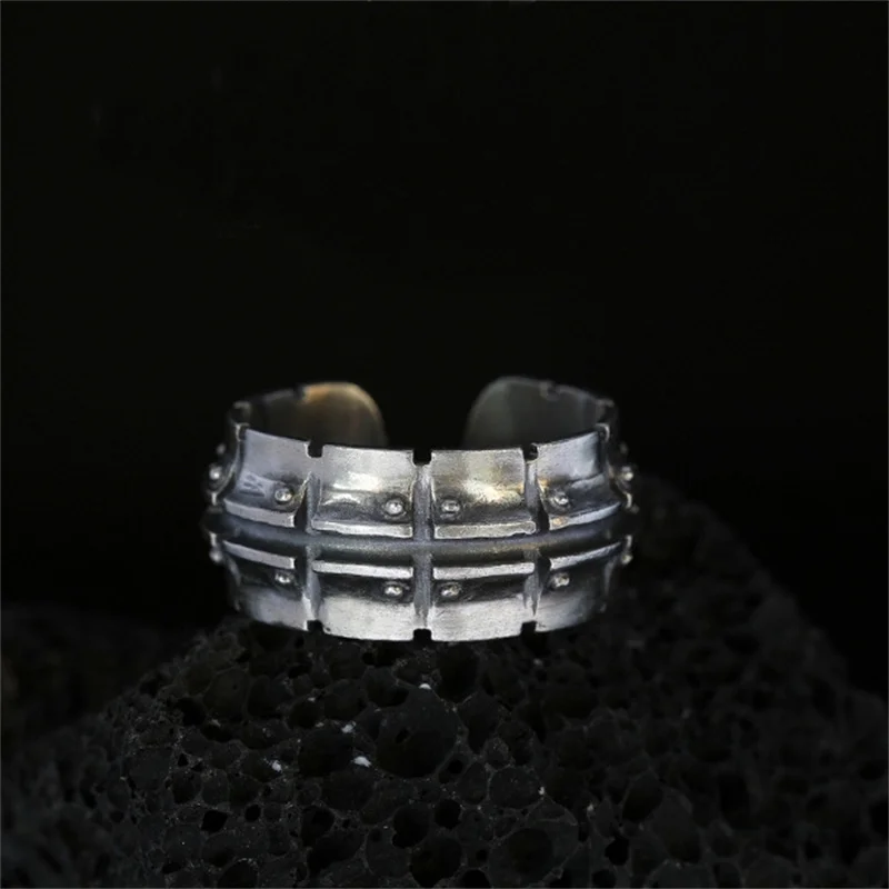 Personality Mechanical Pattern Ring For Men Hand Accessories Vintage S925 Ring Male Jewelry Opening Size