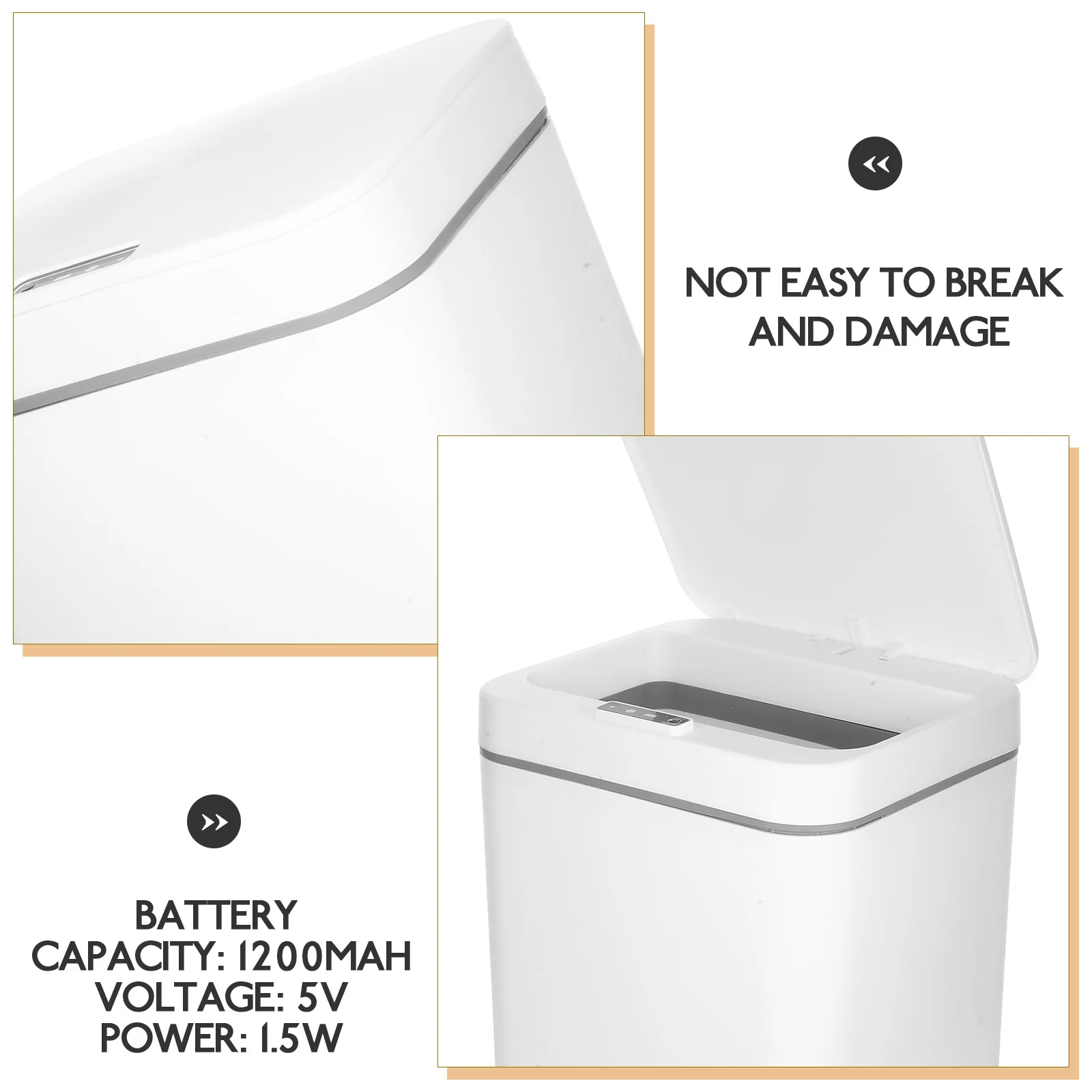 

1 set 1 Set Smart Sensor Trash Can 3-Mode Operation Silent Close For Home Kitchen Office Charging Garbage Bin Smart Ashcan
