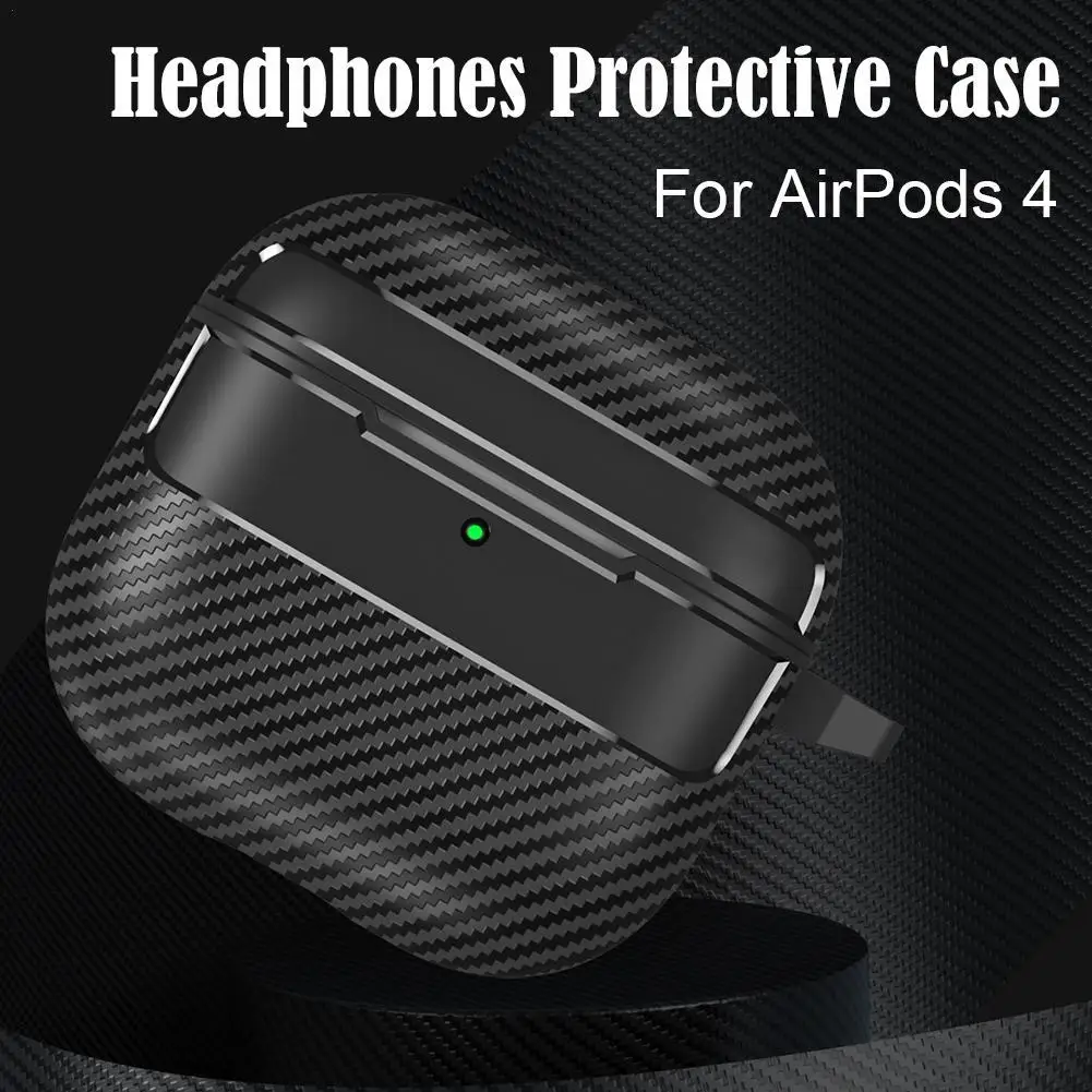 For AirPods 4 Carbon Fiber Texture Case Anti-fingerprint Dustproof Anti Scratch Earphone Protective Cover Headphone Accessories