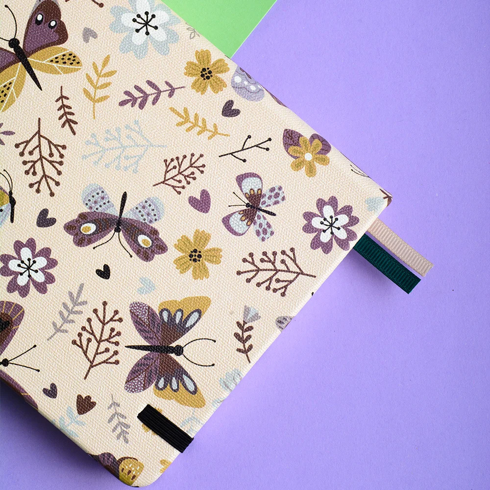 B6 Bullet Dotted Journal Butterfly Hard Cover Elastic Band Travel Notebook